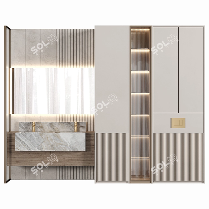 Elegant Bathroom Furniture Set 3D model image 1