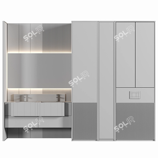 Elegant Bathroom Furniture Set 3D model image 4