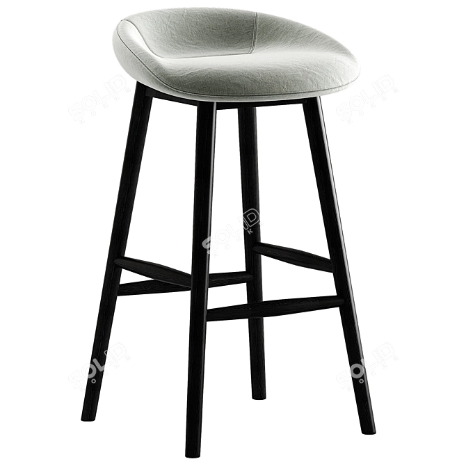 Sleek High Fabric Barstool Option 3D model image 1