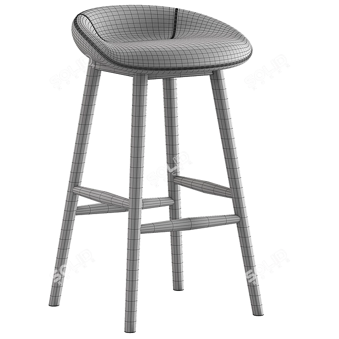 Sleek High Fabric Barstool Option 3D model image 3