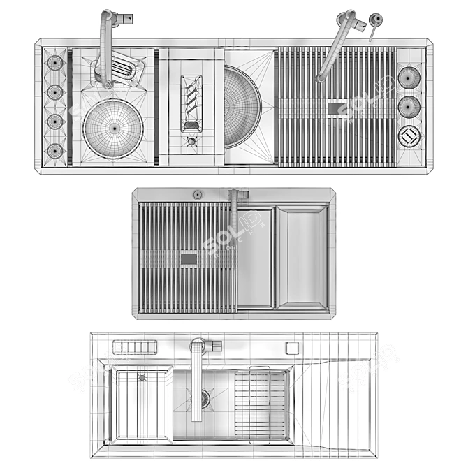 Foster 3-Sink Set Collection 3D model image 8