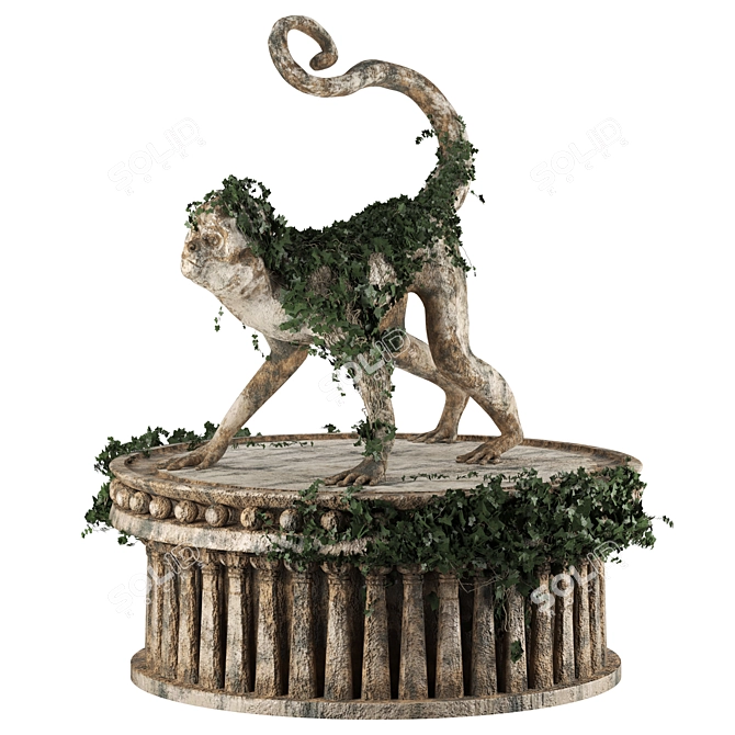 Ivy-Adorned Monkey Statue: Organic Elegance 3D model image 1