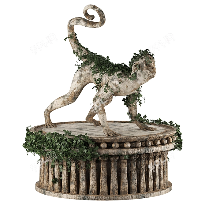 Ivy-Adorned Monkey Statue: Organic Elegance 3D model image 2