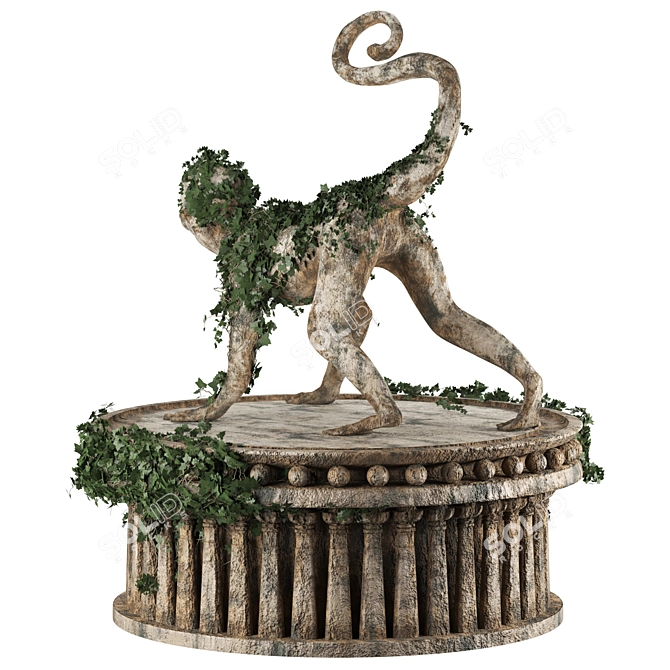 Ivy-Adorned Monkey Statue: Organic Elegance 3D model image 3