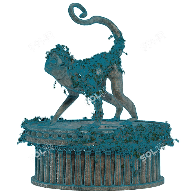 Ivy-Adorned Monkey Statue: Organic Elegance 3D model image 4