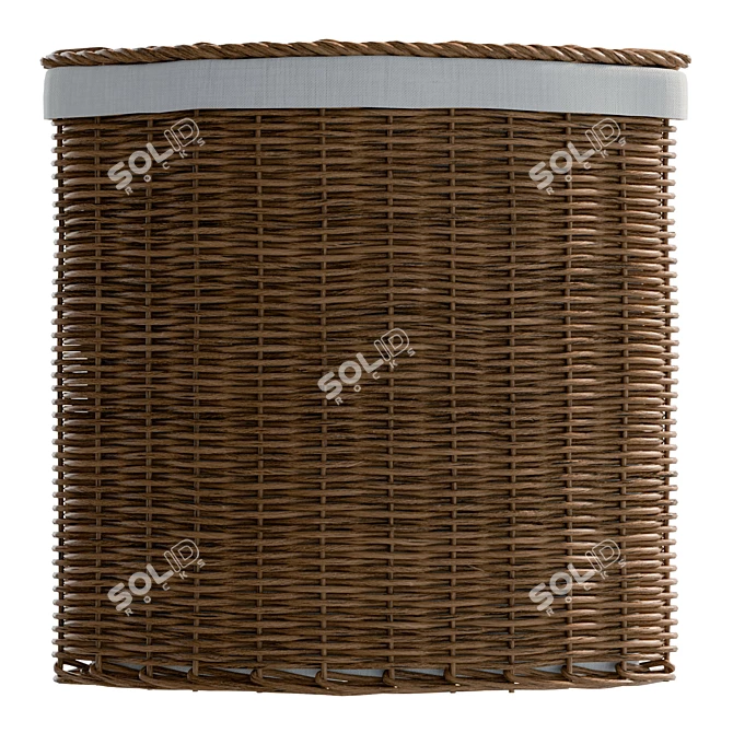 Corner Natural Wicker Laundry Basket 3D model image 4