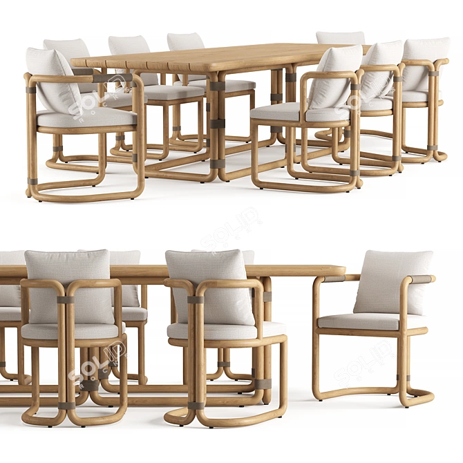 Restoration Hardware Maro Teak Dining Table 3D model image 1