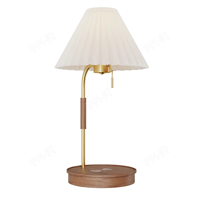 Vintage Wooden Table Lamp 3D model image 2