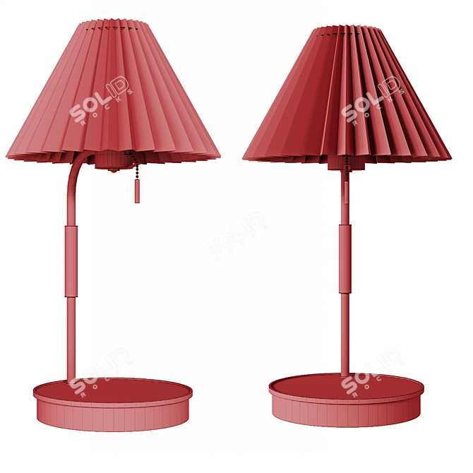 Vintage Wooden Table Lamp 3D model image 3