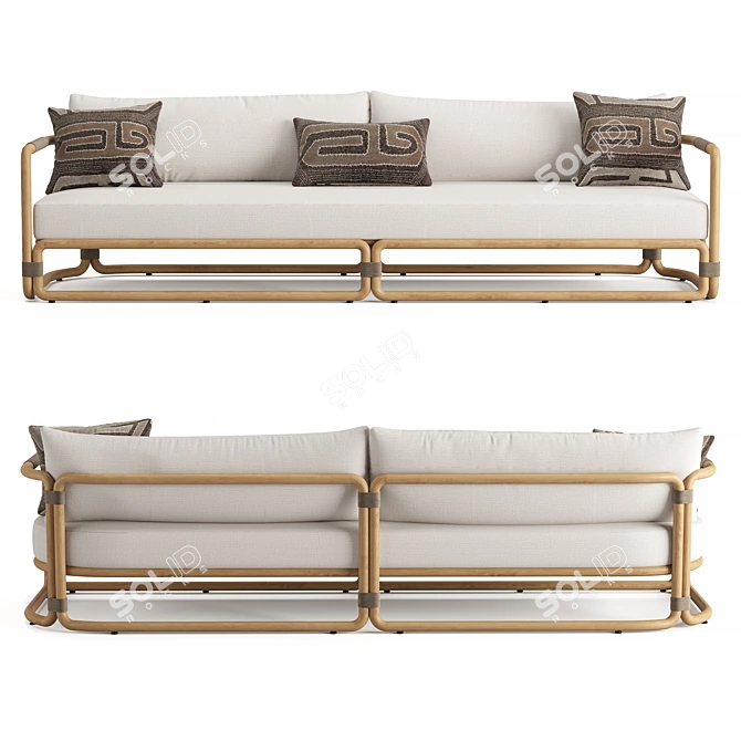 Maro Teak Sofa by Restoration Hardware - 108" Seat 3D model image 2