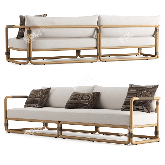 Maro Teak Sofa by Restoration Hardware - 108" Seat 3D model image 3