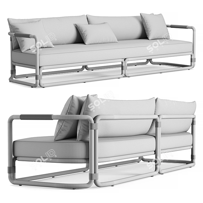 Maro Teak Sofa by Restoration Hardware - 108" Seat 3D model image 4