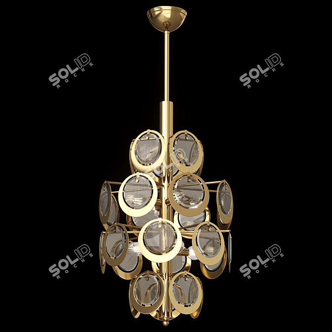 Vistosi Amber Glass Chandelier 3D model image 3