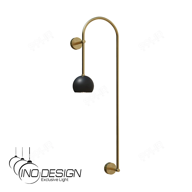 Modern Brass Black Pendant Light 3D model image 1