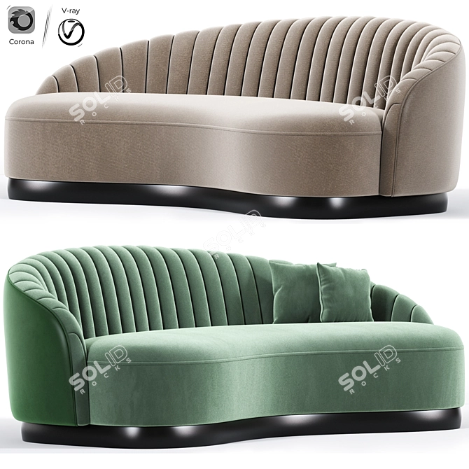 Modern Curved Fabric Sofa with 3D Renders 3D model image 1