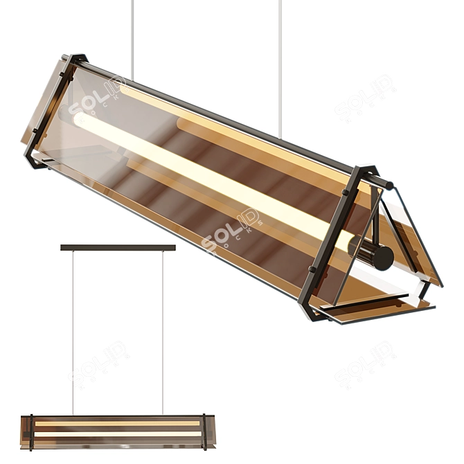 Sleek Rack Lamp HAGA Long 3D model image 4