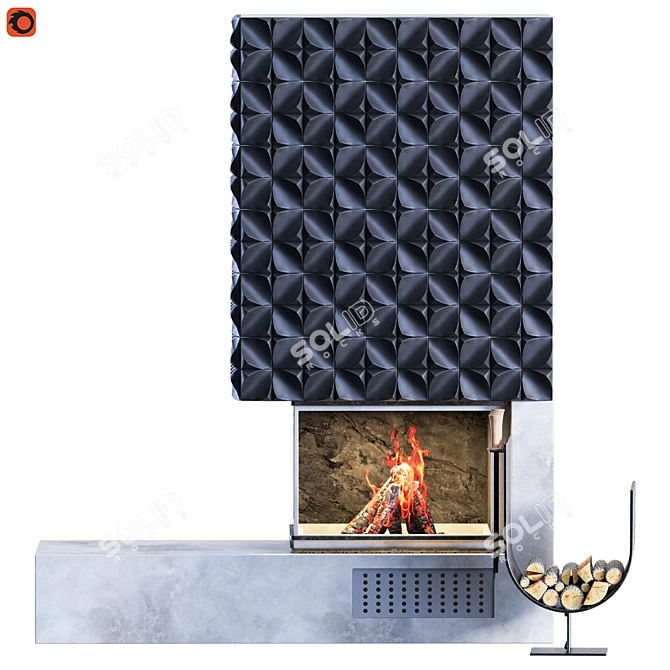 Fire Plaza 01: Elegant Fireplace Design 3D model image 2