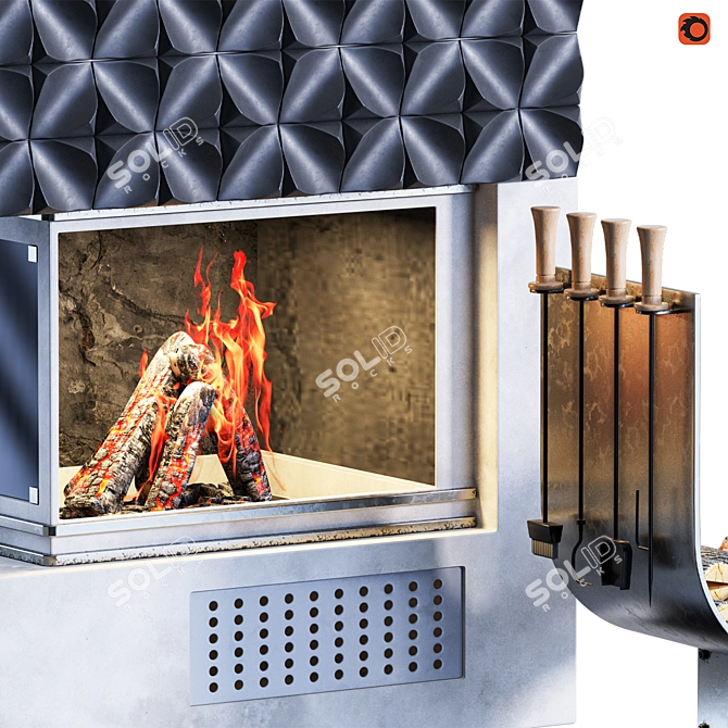 Fire Plaza 01: Elegant Fireplace Design 3D model image 3