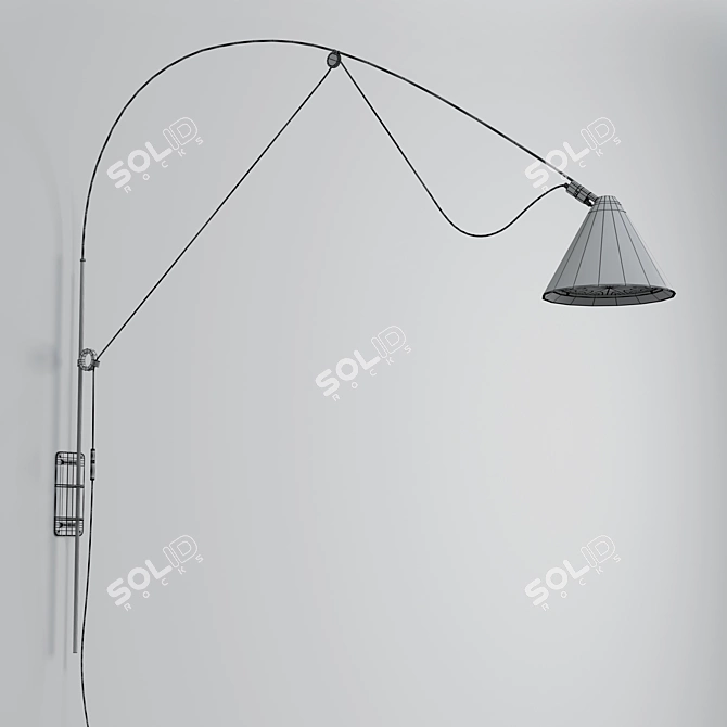 Sleek Black Wall Light 3D model image 5