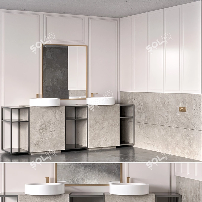  Modern Bathroom Furniture Set 3D model image 2