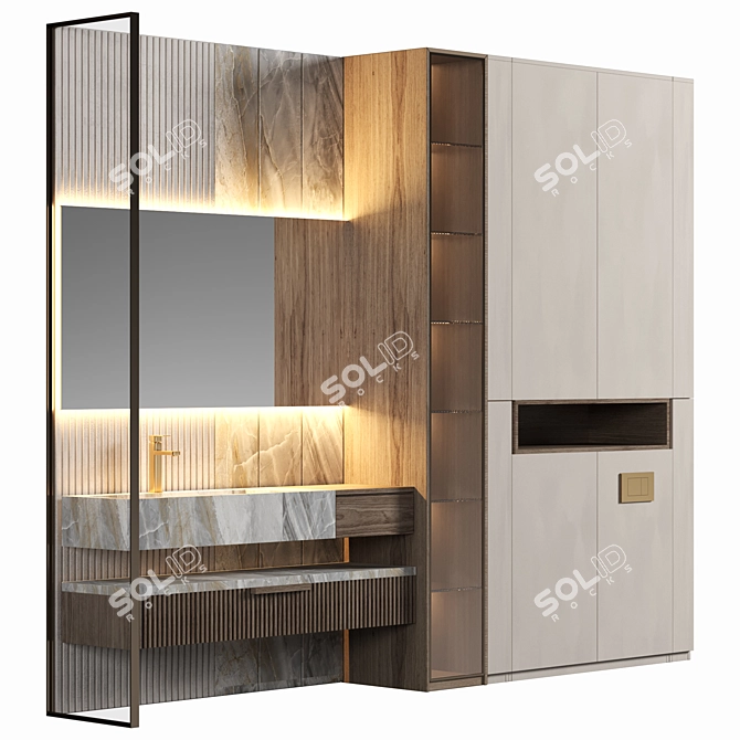 Modular Bathroom Furniture Set 3D model image 2