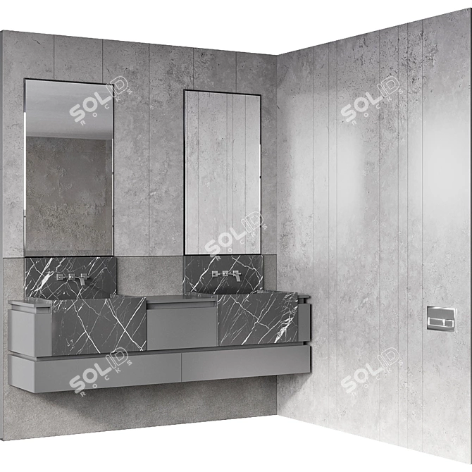 Modern Bathroom Furniture Set 3D model image 1