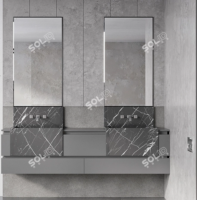 Modern Bathroom Furniture Set 3D model image 3