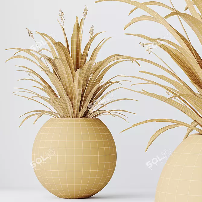 Green Dracaena Cane Houseplant Deco 3D model image 4