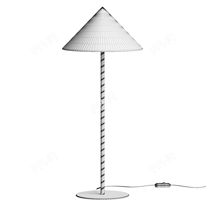 Modern Leather Table Lamp with Brass Base 3D model image 2