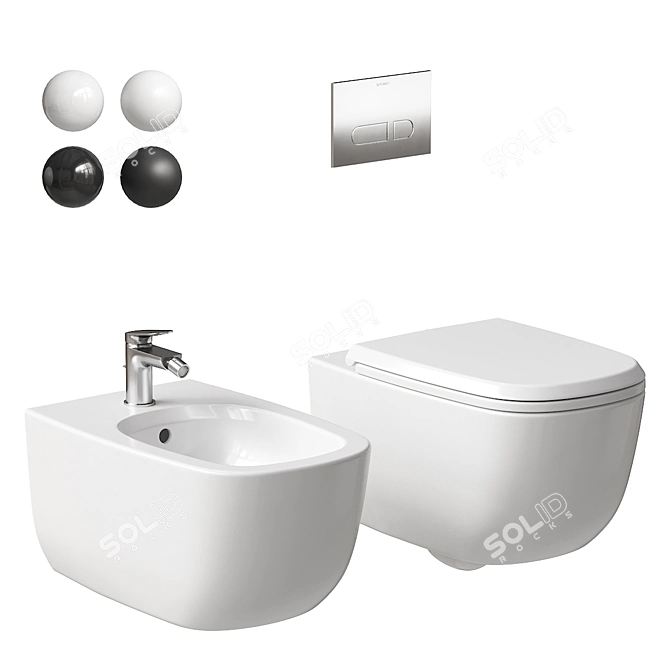 Duravit Aurena Collection Wall-Hung Set 3D model image 1