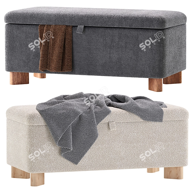 Sun Cozy Ivory Bench - Stylish Contemporary Design 3D model image 1
