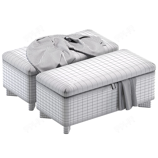 Sun Cozy Ivory Bench - Stylish Contemporary Design 3D model image 7