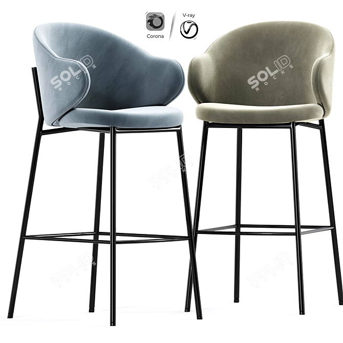  Stylish Bar Stool Chair Set 3D model image 1