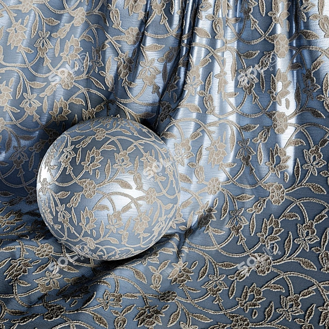 Elegant Damask Floral Jacquard Brocade 3D model image 3