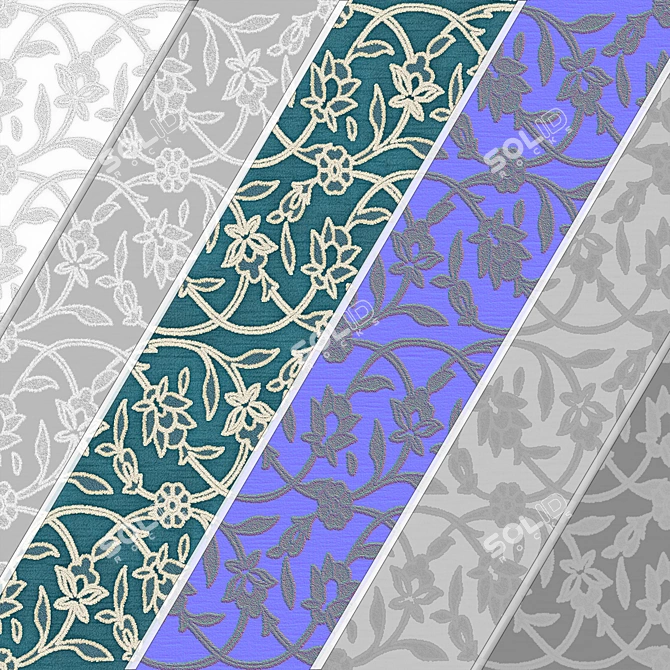 Elegant Damask Floral Jacquard Brocade 3D model image 5