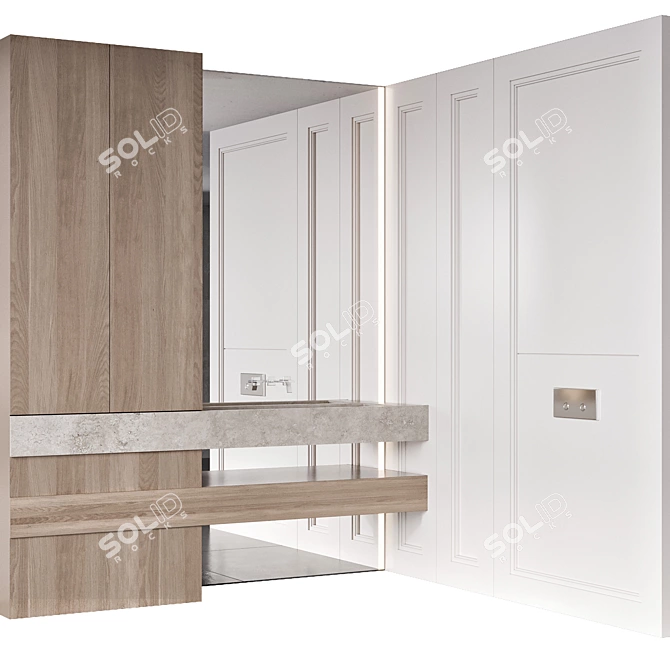 Minimalist Bathroom Furniture Set 3D model image 1