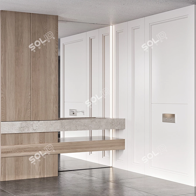 Minimalist Bathroom Furniture Set 3D model image 2