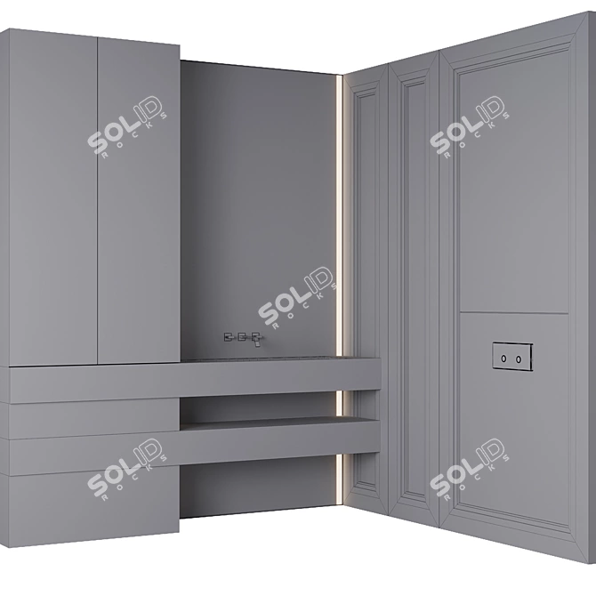 Minimalist Bathroom Furniture Set 3D model image 8