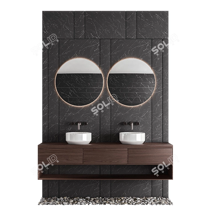 Modern Bathroom Furniture Set 3D model image 1