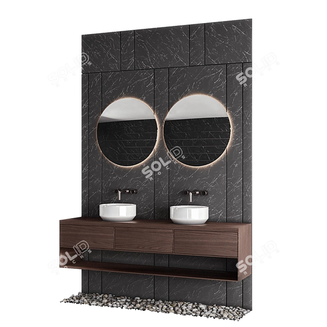 Modern Bathroom Furniture Set 3D model image 2