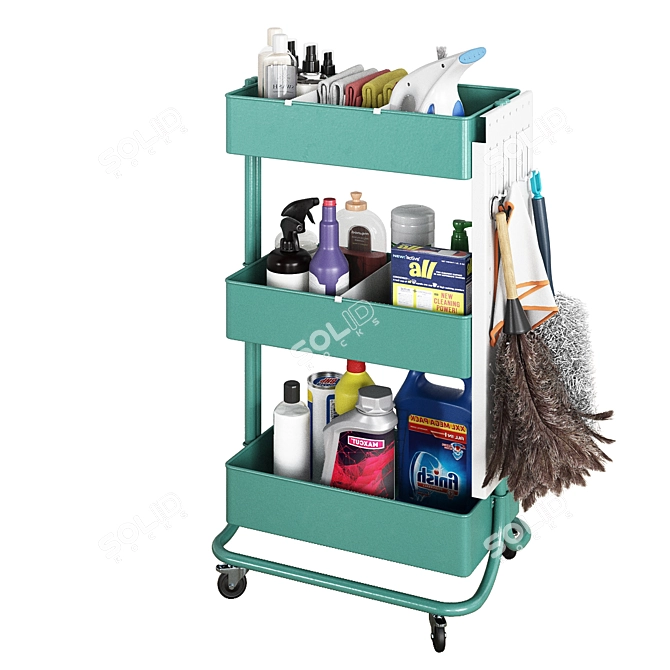 Cleaning Trolley Kit eco-friendly 3D model image 4