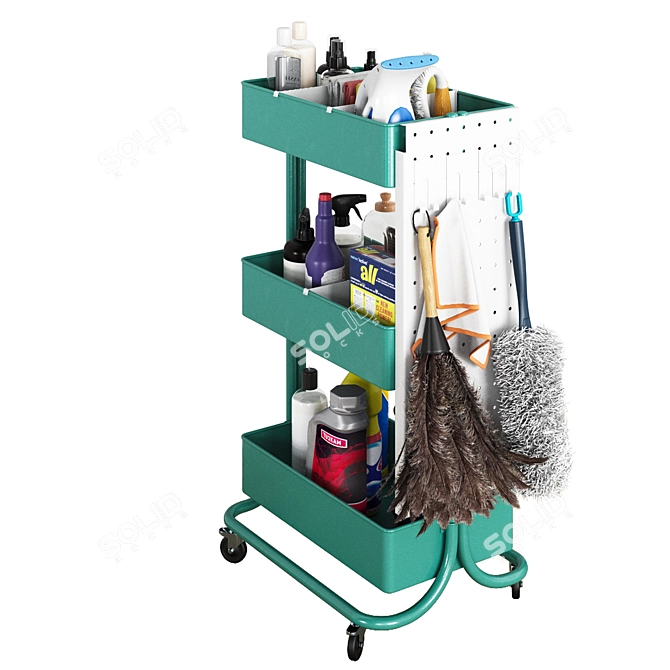 Cleaning Trolley Kit eco-friendly 3D model image 5