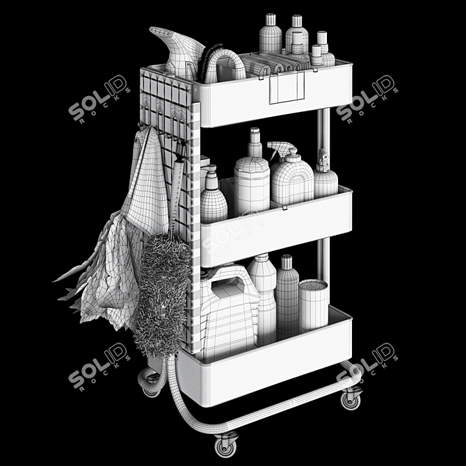 Cleaning Trolley Kit eco-friendly 3D model image 6