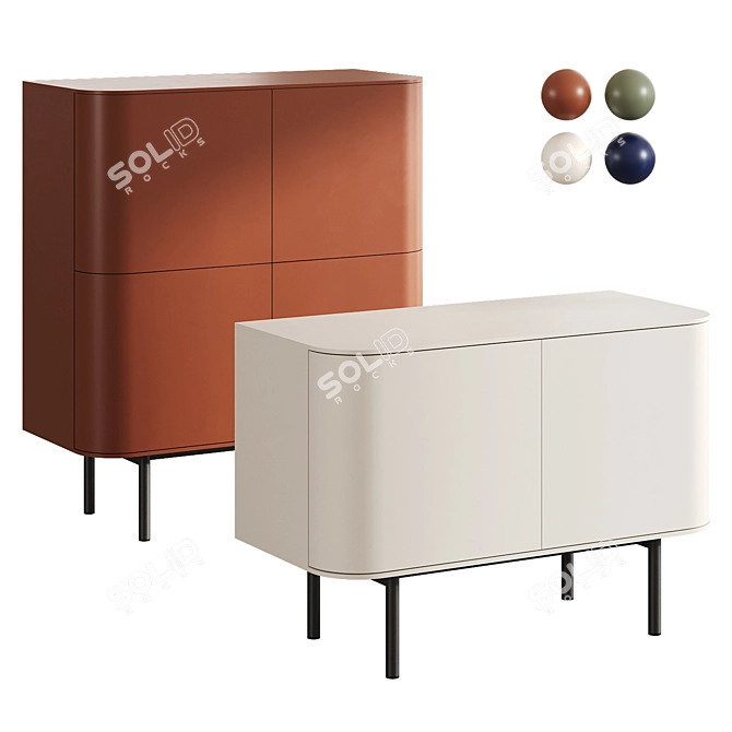 Mid-Century FJORD Sideboard 106cm 3D model image 1