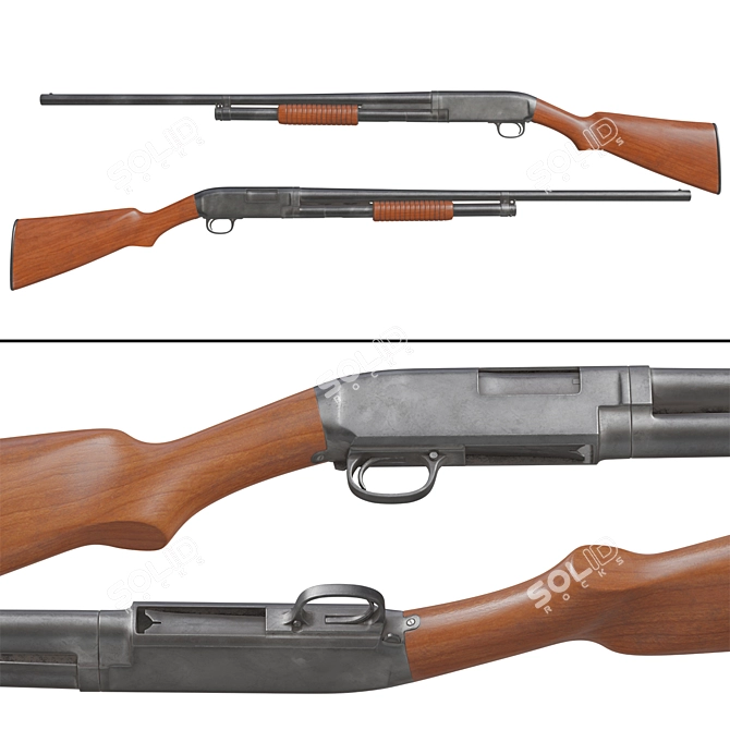 Winchester Model 12 Shotgun Kit 3D model image 8