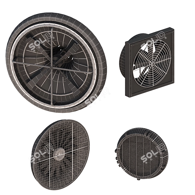 Weathered Exhaust Fan 3D Model 3D model image 3