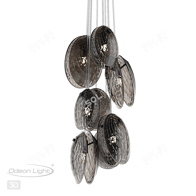 Modern Black Glass Chandelier Fixture 3D model image 1