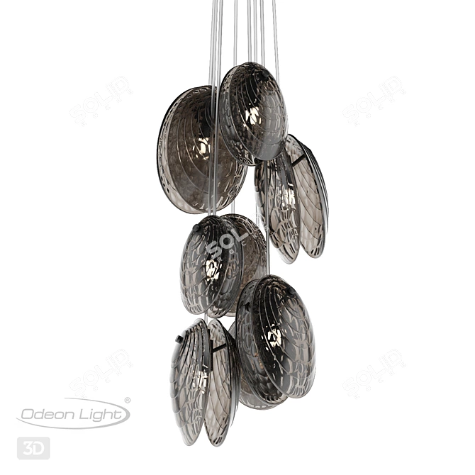 Modern Black Glass Chandelier Fixture 3D model image 4