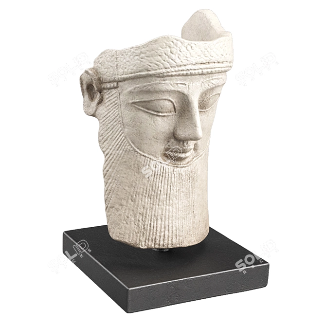 Ancient Assyrian Man Sculpture Mask 3D model image 9