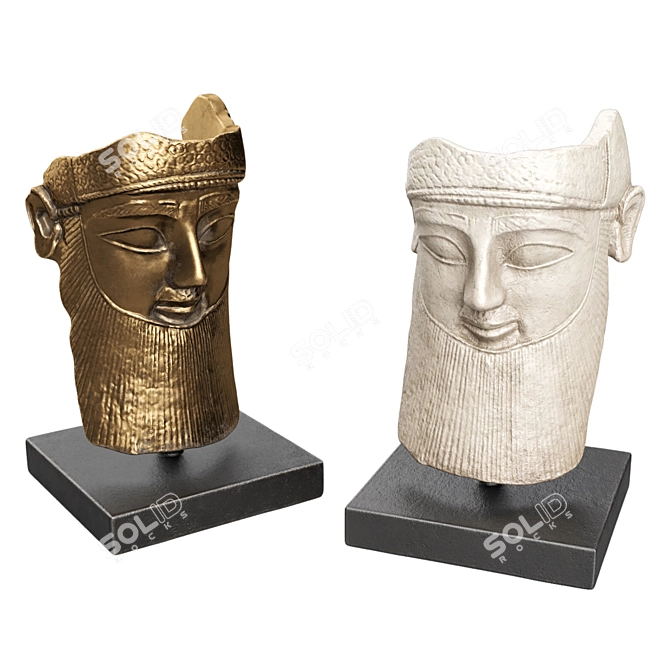 Ancient Assyrian Man Sculpture Mask 3D model image 11